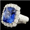 Image 2 : 18K Gold 9.28ct Sapphire & 2.70ctw Diam Ring