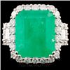 Image 1 : 18K Gold 9.12ct Emerald & 1.75ctw Diamond Ring