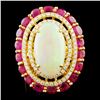 Image 1 : 18K Gold 5.27ct Opal & 0.72ctw Diamond Ring