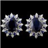 Image 1 : 14K Gold 8.00ct Sapphire & 0.50ctw Diamond Earring
