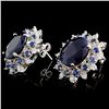 Image 2 : 14K Gold 8.00ct Sapphire & 0.50ctw Diamond Earring