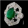 Image 3 : 14K Gold 3.63ct Emerald & 1.24ct Diamond Ring
