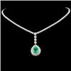 Image 2 : 18K Gold 3.56ct Emerald 10.52ctw Diamond Necklace