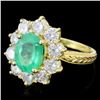 Image 2 : 14K Gold 3.00ct Emerald & 1.50ctw Diamond Ring