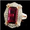 Image 2 : 18K Gold 5.48ct Tourmaline & 1.54ctw Diamond Ring