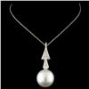 Image 2 : 18K Gold 15.00mm Pearl & 0.39ctw Diamond Pendant