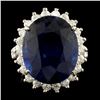 Image 1 : 14K Gold 17.15ct Sapphire & 1.25ctw Diamond Ring