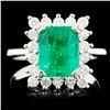 Image 1 : 18K Gold 2.28ct Emerald & 0.57ctw Diamond Ring