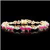 Image 1 : 14K Gold 5.96ct Ruby & 1.20ctw Diamond Bracelet