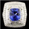 Image 1 : 18K Gold 3.44ct Tanzanite & 1.58ctw Diamond Ring