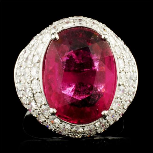 18K Gold 7.93ct Rubellite & 3.15ctw Diamond Ring