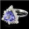 Image 3 : 14K Gold 3.50ct Tanzanite & 1.00ctw Diamond Ring