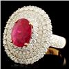 Image 2 : 18K Gold 2.23ct Ruby & 2.56ctw Diamond Ring