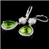 Image 2 : 14K White Gold 10.13ct Peridot & 0.88ct Diamond Ea