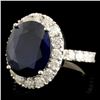 Image 2 : 14K Gold 8.00ct Sapphire & 2.00ctw Diamond Ring