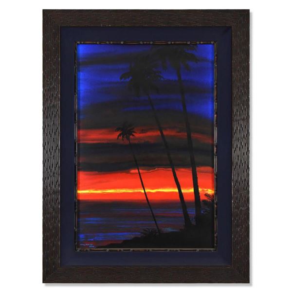 Wyland, "A Sunset Paradise" Framed Original Oil Painting on Canvas, Hand Signed with Letter of Authe