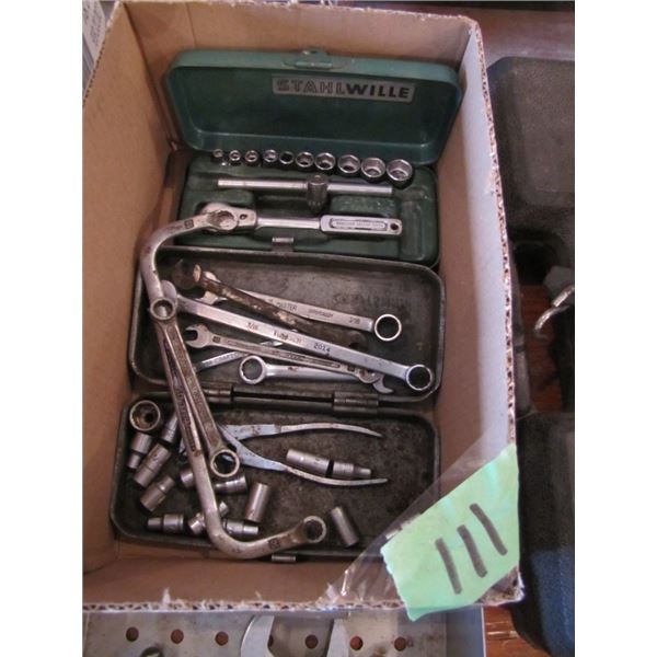 quarter drive socket set, sockets and small wrenches