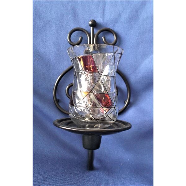 TWO Glass Wall Sconces for Candles