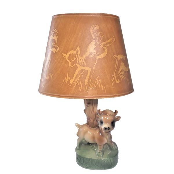 Vintage Baby Farm Animals Lamp - WORKING - Damage to the Shade