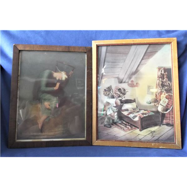 TWO Vintage Framed Prints