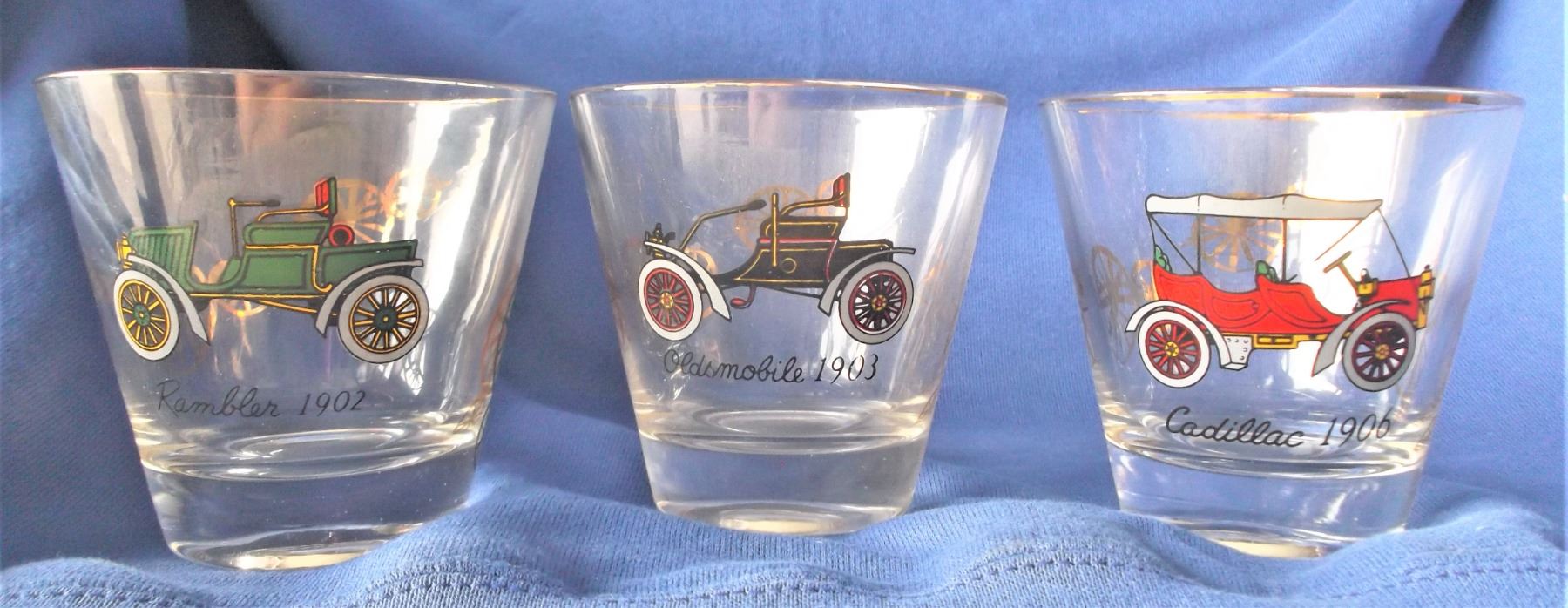 Set of FIVE Antique Car Glasses