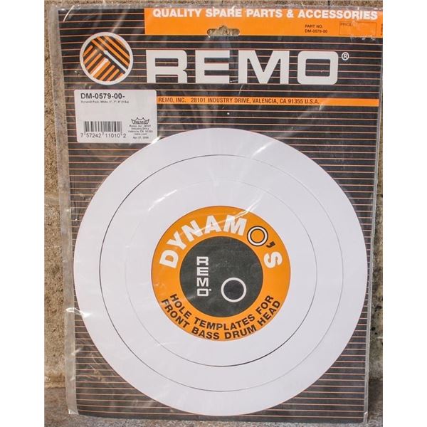 REMO 5", 7" & 9" WHITE DYNAMO BASS HEAD CUTTING TEMPLATE PACK Model # DM-0579-00