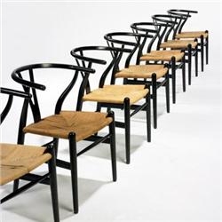 Hans Wegner, Wishbone armchairs model CH 24, set of eight