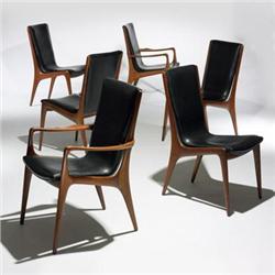 Vladimir Kagan, set of six Sling dining chairs, models VK101 and VK102