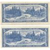 Image 8 : 1954 Bank of Canada A Lot of 14 BC-39 $5.00 Modified Portrait Banknotes VG-EF