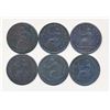 Image 1 : TOKENS A Lot of 6 Wellington Halfpenny 1814 WE-8A Very Good-Very Fine