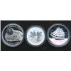 Image 1 : Royal Canadian Mint 2005-2011 A Lot of 3 Proof .9999 Silver Coins  2.5 Oz.