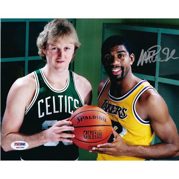 LA Lakers Magic Johnson signed photo. PSA