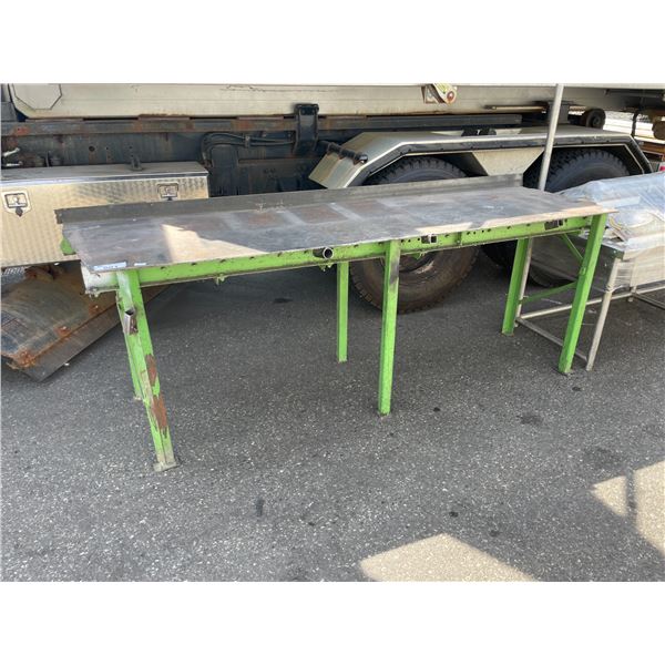 INDUSTRIAL METAL WORK TABLE W99" X D27" X H37"