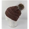 Image 3 : Real Fur Pom Pom Knit Beanie Hat