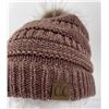 Image 7 : Real Fur Pom Pom Knit Beanie Hat