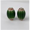 Image 2 : Pair of Large Green Chevron Indian Trade Beads