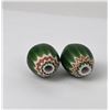 Image 4 : Pair of Large Green Chevron Indian Trade Beads
