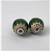 Image 5 : Pair of Large Green Chevron Indian Trade Beads