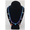 Image 1 : Navajo Turquoise and Coral Zuni Buffalo Necklace