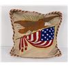 Image 1 : Antique Silk Embroidered Eagle Flag Pillow