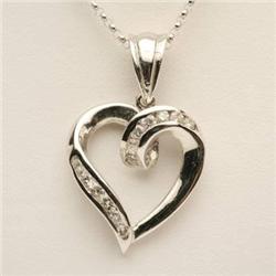 Genuine .50 ctw Diamond Heart Pendant 14K W Gold