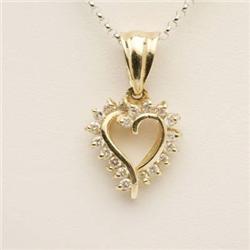 Genuine .30 ctw Diamond Heart Pendant 14K Y Gold