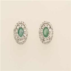 Genuine .52 ctw Emerald & Diamond Earrings 14K Gold