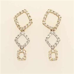 Genuine .26 ctw Diamond Earrigns 14K 2Tone Gold