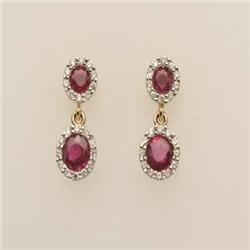 Genuine 1.22 ctw Ruby & Diamond Earrings 14K Y Gold