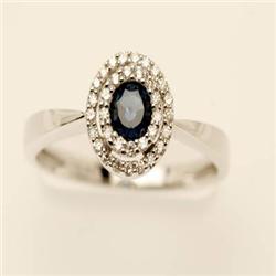 Genuine .50 ctw Sapphire & Diamond 14K White Gold