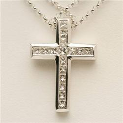 Genuine .75 ctw Diamond Cross Pendant 18K Gold
