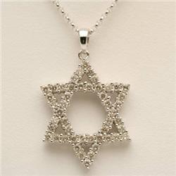 Star of David .76 ctw Diamond Necklace 14K W Gold