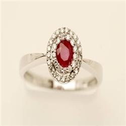 Genuine .50 ctw Ruby & Diamond 14K White Gold