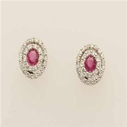 Famous .56 ctw Diamond & Ruby Earrings 14K Gold